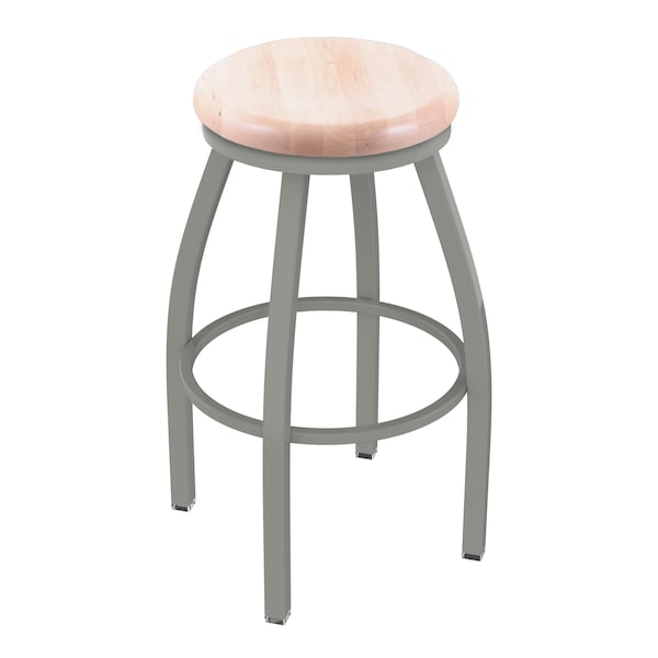 25" Swivel Counter Stool, Nickel Finish, Nat Maple Seat